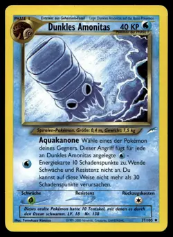 Dunkles Amonitas 37/105 Uncommon Neo Destiny Pokemon LP Deutsch - Image 1
