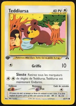 Carte Pokemon Teddiursa 65/75 Edition 1 Neo Discovery Francais - Image 1