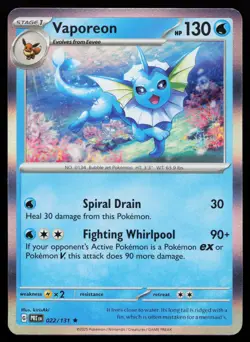 Vaporeon 134/165 Rare SV: Scarlet & Violet 151 Pokemon Card - Image 1