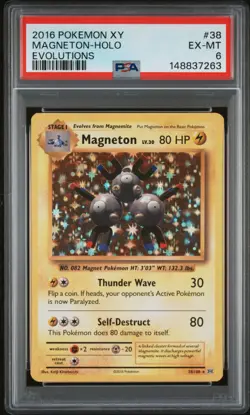 2016 POKEMON XY EVOLUTIONS #38 MAGNETON-HOLO PSA 6 - Image 1