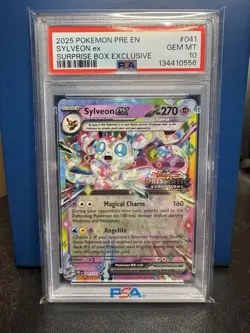 2025 Pokemon Prismatic Evolution Sylveon Surprise Box Exclusive PSA 10 - Image 1