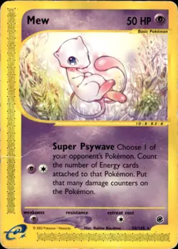 Pokemon Mew 55/165 Expedition Rare Non Holo Heavily Played - Creased - Image 1