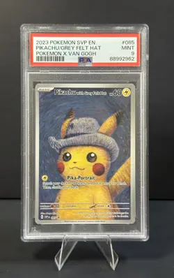 Pokemon 2023 SVP EN Pikachu with Grey Felt Hat #85 Full Art Promo PSA 9 - Image 1