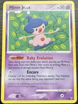Mime Jr. 115/147 Pokemon TCG Platinum Supreme Victors Light Play LP - Image 1