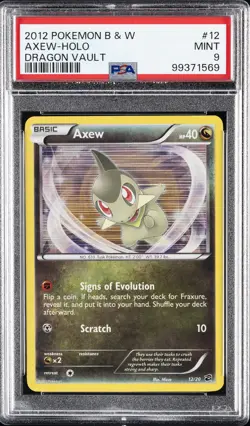 2012 POKEMON B&W DRAGON VAULT #12 AXEW-HOLO PSA 9 - Image 1