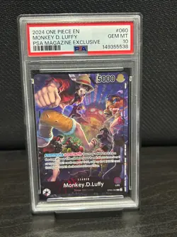 2024 ONE PIECE PROMOS #060 MONKEY D. LUFFY PSA MAGAZINE EXCLUSIVE PSA 10 - Image 1