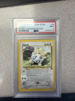 2001 Pokemon Black Star Togepi 30/53 Wotc Promo Pokemon League PSA 9 - Image 1