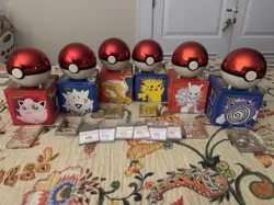 Pokemon 23K Gold Plated Trading Cards 1999 BK Full set of 6 COA Pokeballs & Boxs - Image 1