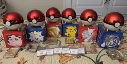 Pokemon 23K Gold Plated Trading Cards 1999 BK Full set of 6 COA Pokeballs & Boxs - Image 2