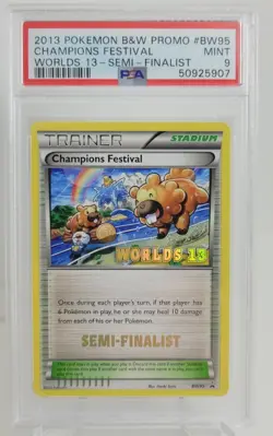 Pokemon Champions Festival Semi-Finalist Worlds 2013 PSA 9 B&W Trophy Promo - Image 1