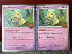 Pokemon TCG 2x {{{ Mimikyu }}} 037/091~Paldean Fate~Cosmos Holo~Rare~L@@K - Image 1