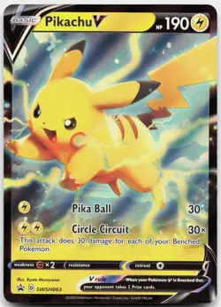 Pikachu V SWSH063 Holo Promo Sword & Shield Promo Pokemon Near Mint - Image 1