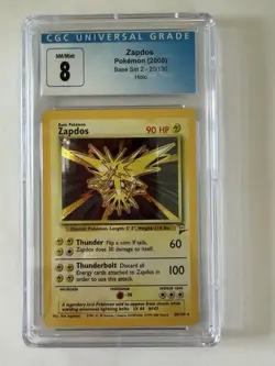 CGC 8 Nm/M Zapdos 2000 Base Set 2 20/130 Holo Pokemon Card - Image 1