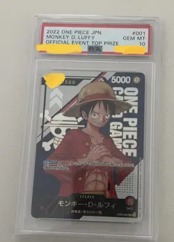 PSA 10 GEM MT MONKEY D. LUFFY OFFICIAL EVENT TOP PRIZE Japanese One Piece Card - Image 1