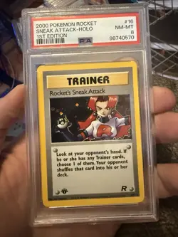 2000 POKEMON ROCKET 1ST EDITION #16 ROCKET'S SNEAK ATTACK-HOLO PSA 8 - Read Desc - Image 1