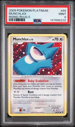 2009 POKEMON PLATINUM RISING RIVALS #69 MUNCHLAX PSA 9 - Image 1