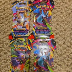 Pokemon TCG PHANTASMAL FLAMES 4 Sleeved Booster Packs New Sealed Lot of 4 Packs - Image 1
