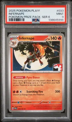 2025 POKEMON PLAY! POKEMON PRIZE PACK: SERIES 6 #033 INFERNAPE PSA 9 - Image 1