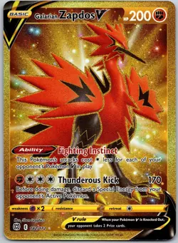 Galarian Zapdos V 182/172 Secret Rare Brilliant Stars NM - Image 1