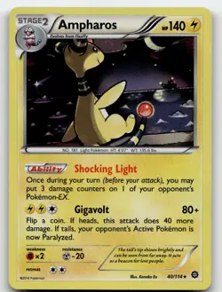 AMPHAROS 40/114 RARE HOLO STEAM SIEGE POKEMON NEAR MINT - Image 1