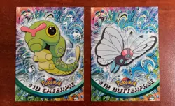 Pokemon Cards - Topps - Caterpie & Butterfree - VLP - Very nice! - Blue Label - Image 1