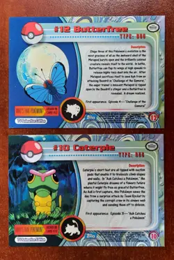 Pokemon Cards - Topps - Caterpie & Butterfree - VLP - Very nice! - Blue Label - Image 2