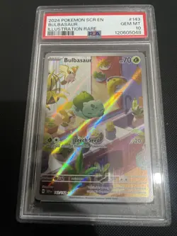Pokemon TCG Bulbasaur Stellar Crown Illustration Rare Card 143/142 PSA 10 - Image 1