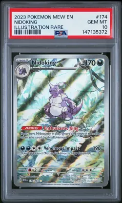 Pokemon Nidoking 174/165 ILLUSTRATION RARE Holo Scarlet & Violet 151 PSA 10 - Image 1