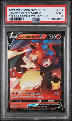 Lance's Charizard V Pokemon Swsh Black Star Promo SWSH133 PSA 9 - Image 1