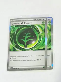 4x Growing Energy 086/088 Holofoil ME03: Perfect Order NM Holo Pokemon Playset - Image 1