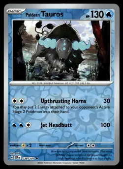 PALDEAN TAUROS 039/191 Uncommon Surging Sparks Pokemon Reverse Holo NM - Image 1