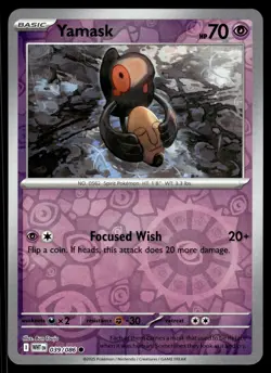 YAMASK - 039/086 Common White Flare Pokemon Reverse Holo NM - Image 1