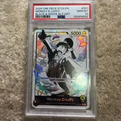 2026 ONE PIECE STARTER DECK ST29-BLACK/WHITE ALT ART #001 MONKEY D. LUFFY PSA 10 - Image 1