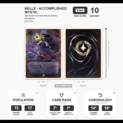 2025 DISNEY LORCANA EN 9-FABLED ENCHANTED BELLE - ACCOMPLISHED MYSTIC TAG 10 - Image 3