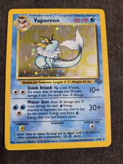 Vaporeon Holo Rare Jungle 12/64 Pokemon Card - - Image 1