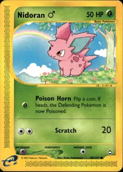 Nidoran M Common Aquapolis 096/147 Grass Pokemon Card - Image 1