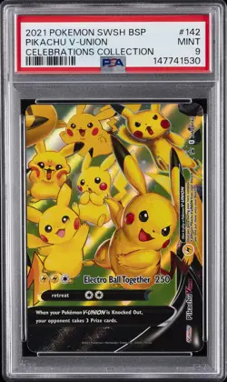 2021 POKEMON SWSH BLACK STAR PROMO CELEBRATIONS COLLECTION PIKACHU V-UNION PSA 9 - Image 1