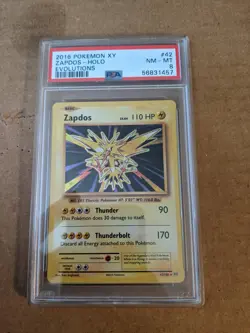 2016 Pokemon XY Zapdos-Holo Evolutions 8 NM-Mint PSA - Image 1