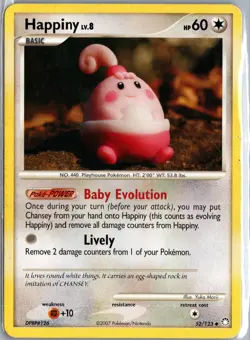 Happiny 52/123 Uncommon Mysterious Treasures Pokemon Heavily Played - Image 1