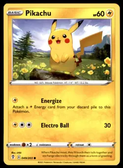 Pikachu 049/203 Common Evolving Skies Pokemon Near Mint - Image 1