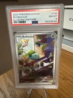 Pokemon Stellar Crown Bulbasaur Illustration Rare Holo Card 143/142 PSA 8 - Image 1
