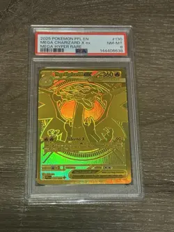 2025 POKEMON PFL EN-PHANTASMAL FLAMES MEGA HYPER RARE MEGA CHARIZARD X EX PSA 8 - Image 1