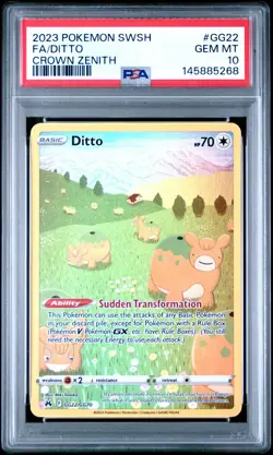 2023 POKEMON SWORD & SHIELD CROWN ZENITH #GG22 FULL ART/DITTO PSA 10 - Image 1
