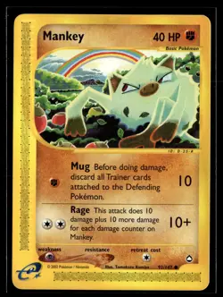 Mankey 92/147 Aquapolis Common Pokemon - Image 1