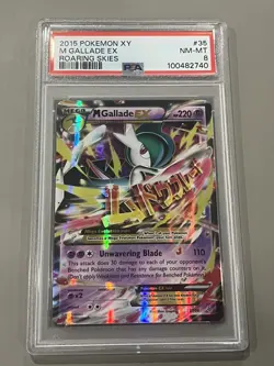 2015 POKEMON XY ROARING SKIES #35 M GALLADE EX PSA 8 - Image 1