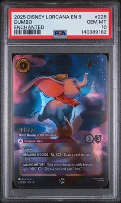 2025 DISNEY LORCANA EN 9-FABLED #228 DUMBO ENCHANTED PSA 10 - Image 1