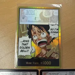 Don!! Card (Luffy) Gold Don!! Adventure on Kami's Island One Piece Foil NM - Image 2