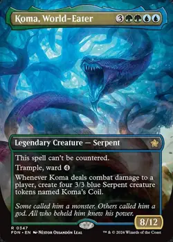 Koma, World-Eater x1 1x Borderless Foundations NM MTG - Image 1