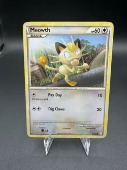 Pokemon TCG Meowth Heartgold Soulsilver 75/123 Regular Common LP - Image 1