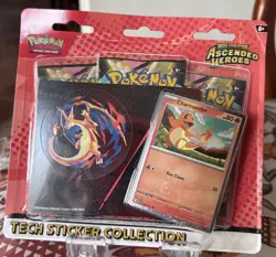Pokemon Mega Evolution Ascended Heroes 3Pack Tech Sticker Collection Charmander - Image 1